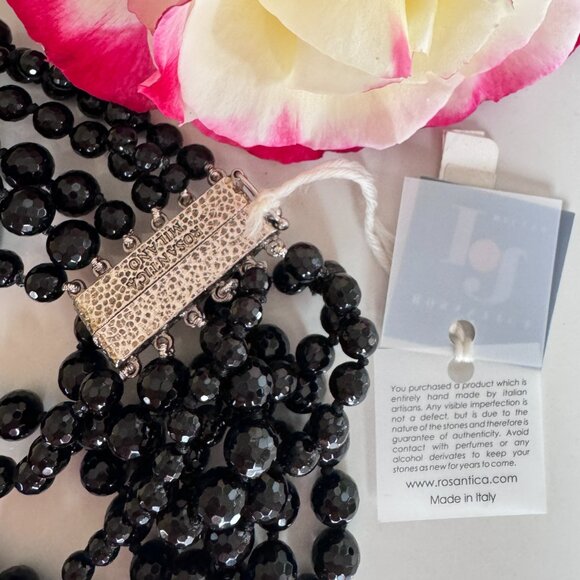 ROSANTICA MILANO Dramatic Blank and White Natural Stones Multi-strand Necklace - Picture 5 of 8